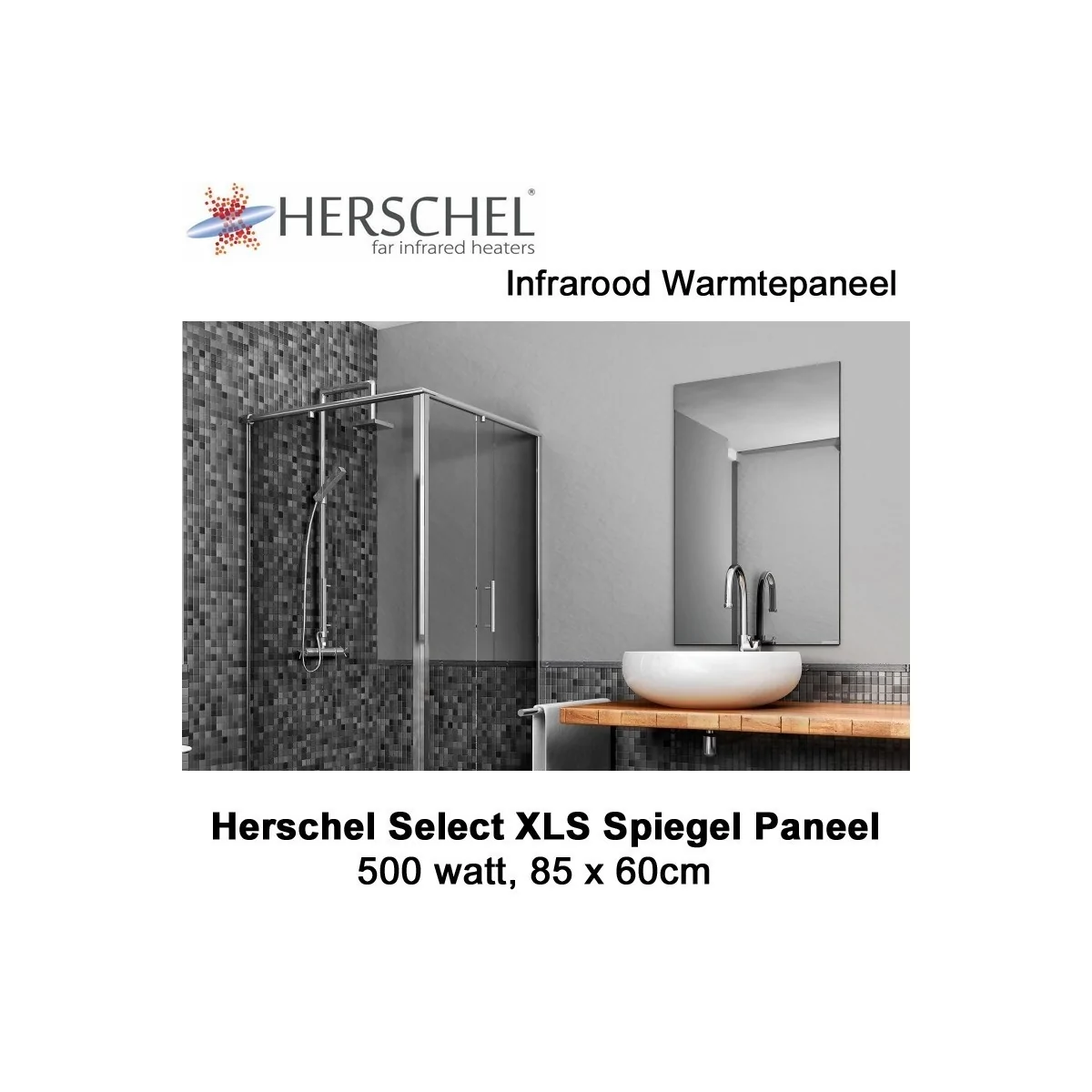 Herschel Select XLS spiegel infrarood paneel 500 Watt 60x85 cm|Luchtreinigeronline