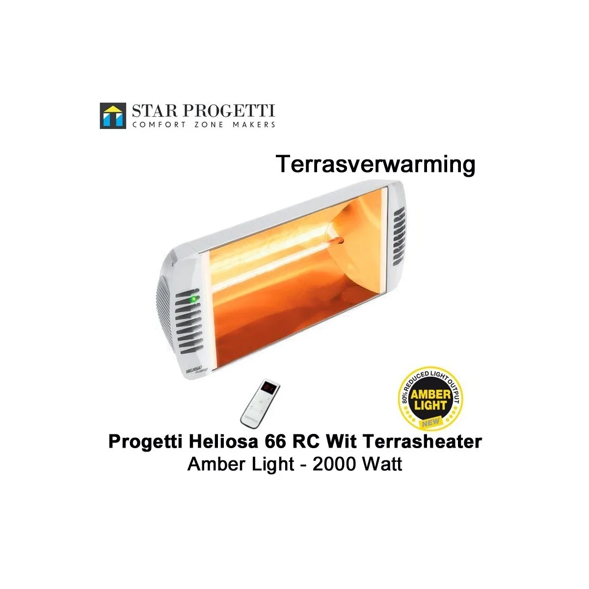 Progetti Heliosa 66 RC Wit Amberlight terrasverwarmer 2000Watt|Luchtreinigeronline
