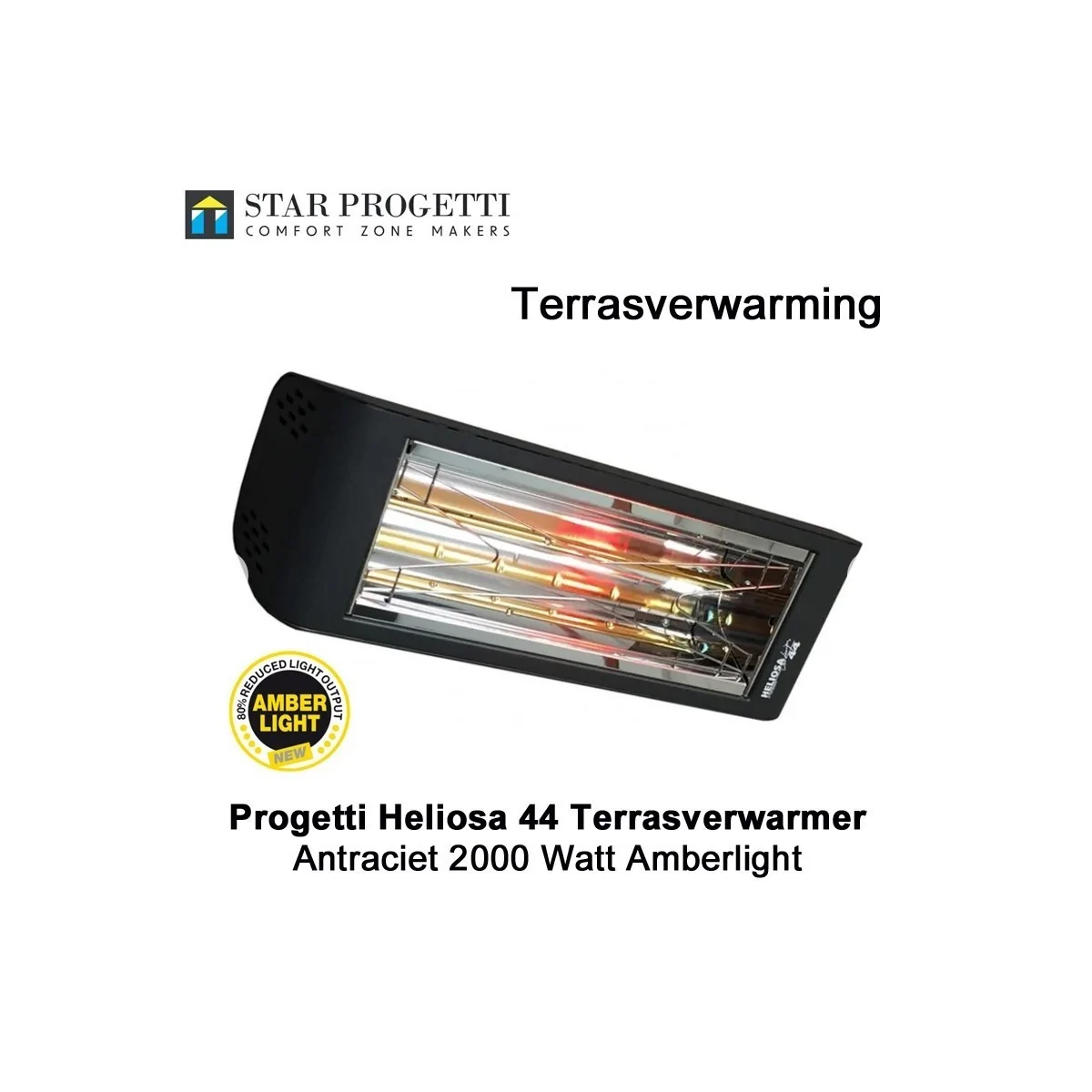 Progetti Heliosa 44 Antraciet Amberlight terrasverwarmer 2000Watt|Luchtreinigeronline