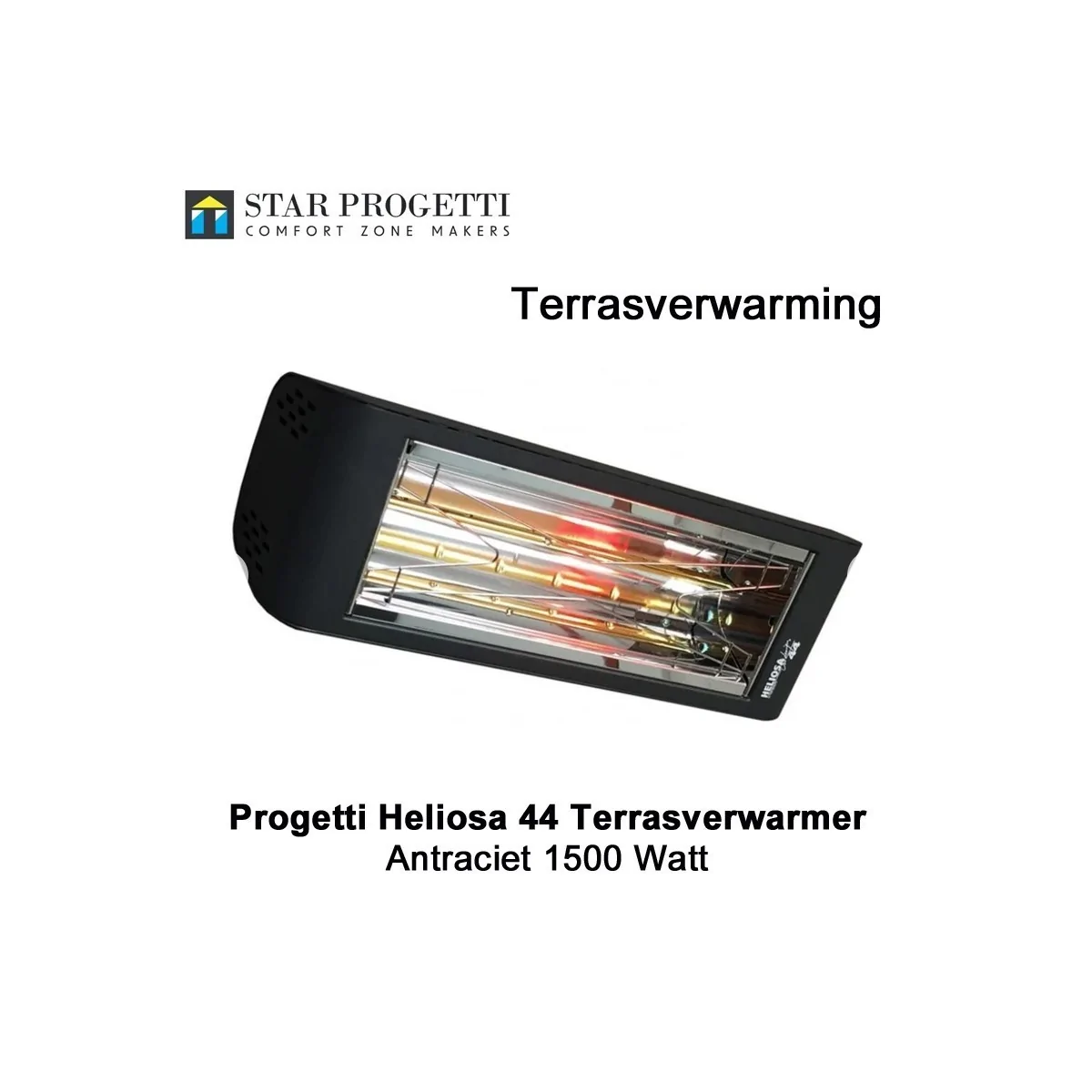 Progetti Heliosa 44 Antraciet hoge capaciteit terrasverwarmer 1500Watt|Luchtreinigeronline