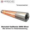 Herschel California 2000R-S terrasverwarmer silver met dimmer en afstandsbediening 2000 Watt|Luchtreinigeronline