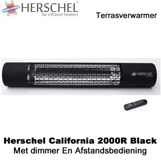 Herschel California 2000R terrasverwarmer zwart met dimmer en afstandsbediening 2000 Watt|Luchtreinigeronline