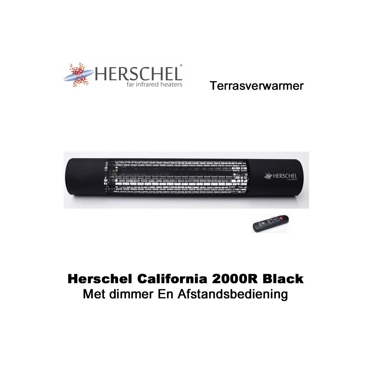 Herschel California 2000R terrasverwarmer zwart met dimmer en afstandsbediening 2000 Watt|Luchtreinigeronline