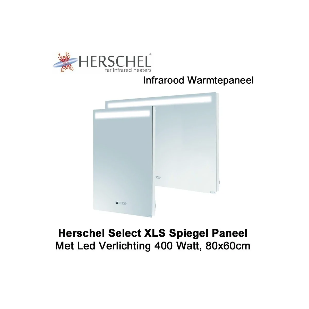 Herschel Select XLS spiegel infrarood paneel met led verlichting, 400 Watt 80 x 60 cm|Luchtreinigeronline