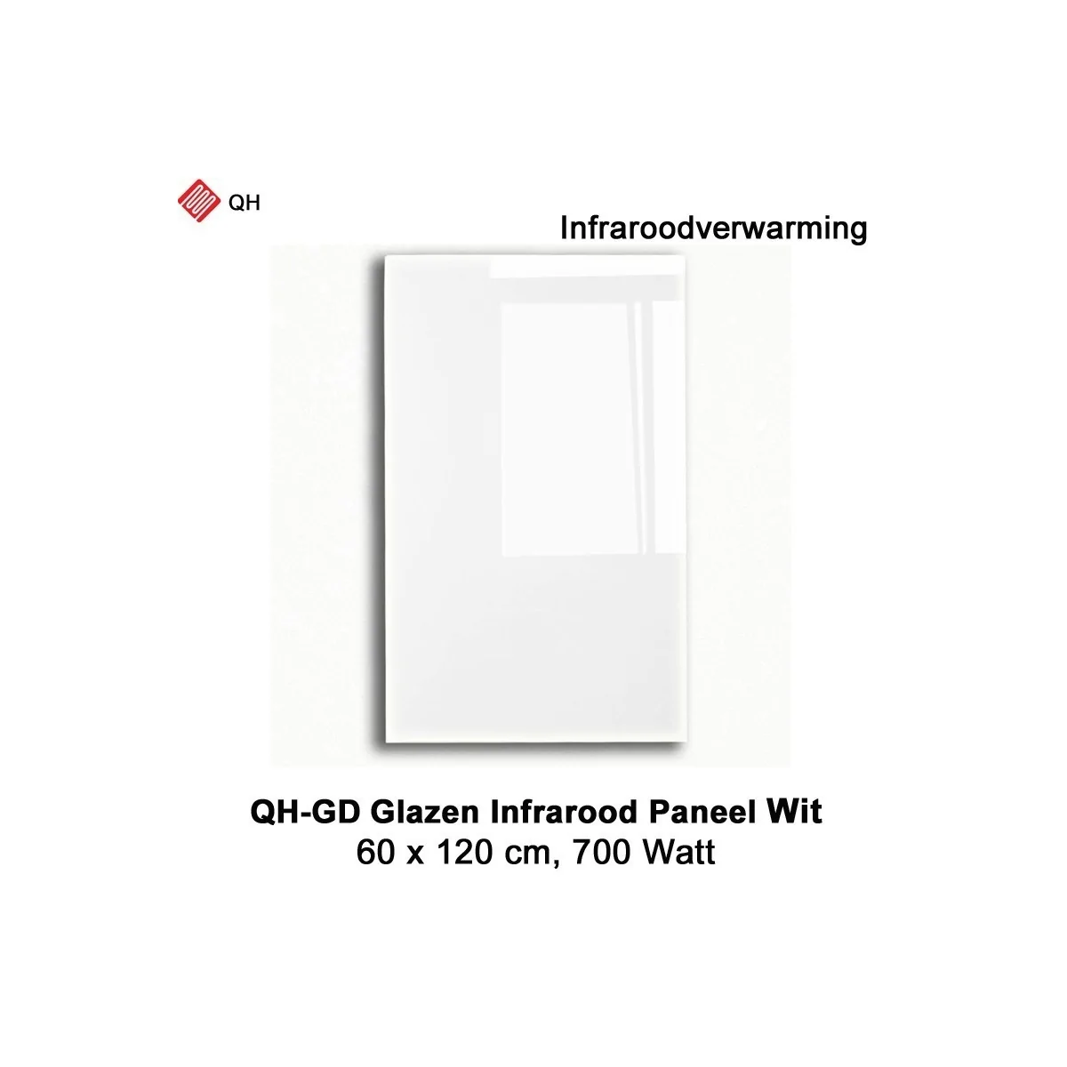 QH-GD glazen infraroodpaneel wit 700 Watt, 60 x 120 cm|Luchtreinigeronline