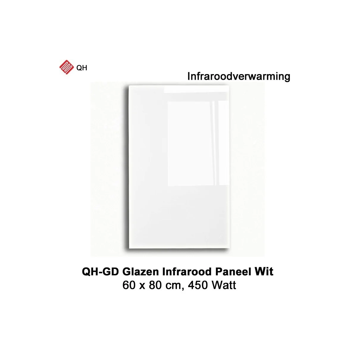 QH-GD glazen infraroodpaneel wit 450 Watt, 60 x 80 cm|Luchtreinigeronline