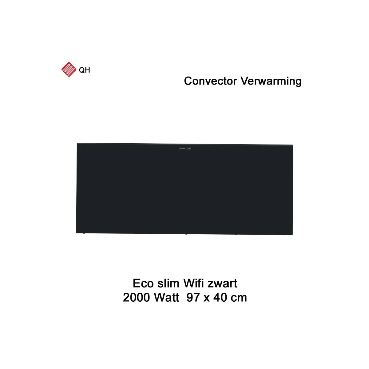 QH Eco Slim Convector Verwarming zwart Wifi, 2000 Watt|Luchtreinigeronline