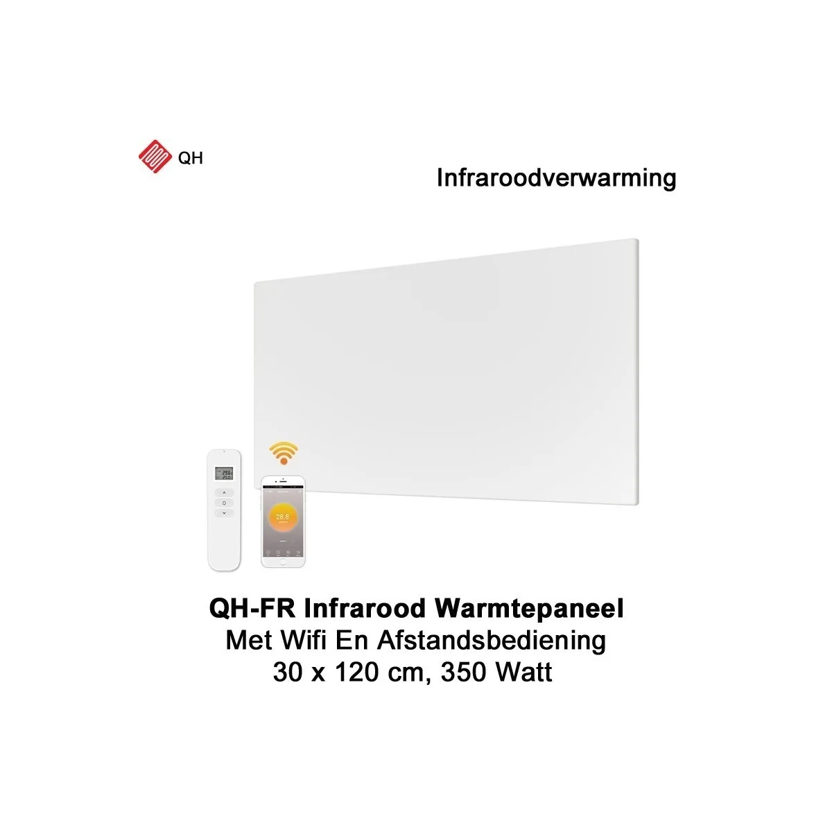 QH-FR Infrarood paneel 350W met Wifi en afstandsbediening, 30 x 120 cm|Luchtreinigeronline
