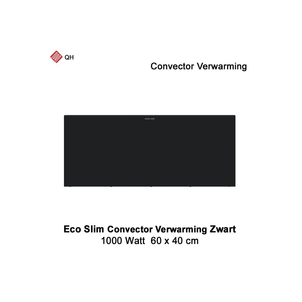 QH Eco Slim Convector Verwarming zwart Wifi, 1000 Watt|Luchtreinigeronline