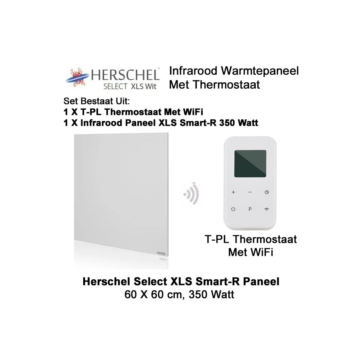 Herschel Select XLS Infrarood Paneel 350 Watt, 60 x 60 cm met T-PL thermostaat|Luchtreinigeronline