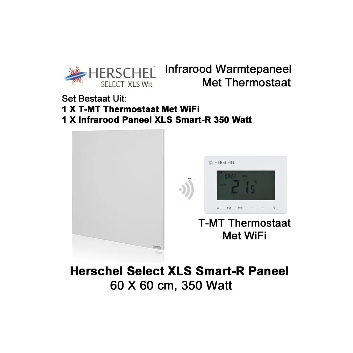 Herschel Select XLS Infrarood Paneel met WiFi thermostaat, 350 Watt, 60 x 60 cm|Luchtreinigeronline