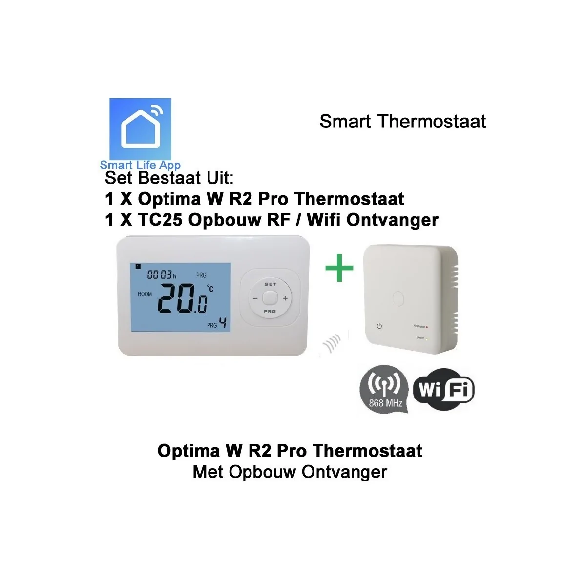 Optima W R2 Pro draadloze WiFi thermostaat met ontvanger