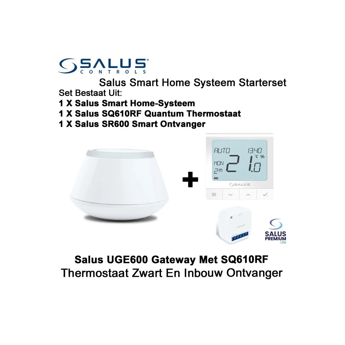 Salus Starterset UGE600 Home Gateway Met SQ610RF Quantum Thermostaat en SR600 of SPE600 Ontvanger|Luchtreinigeronline