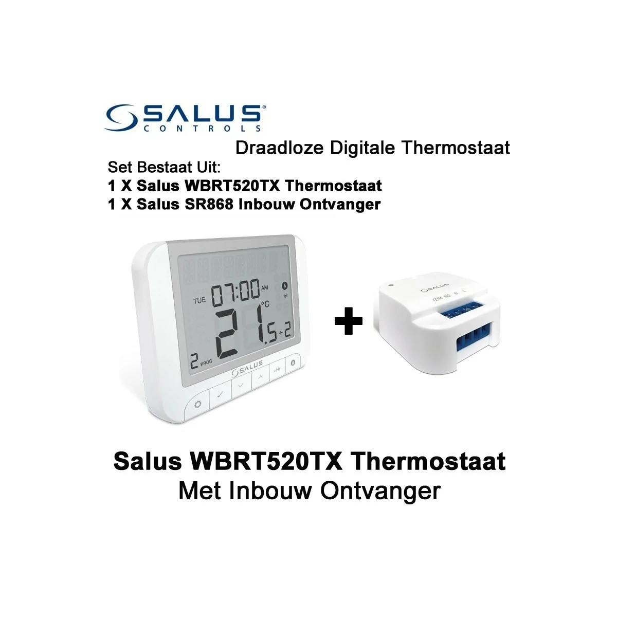Salus WBRT520TX+ draadloze thermostaat met SR868 of SPE868 ontvanger
