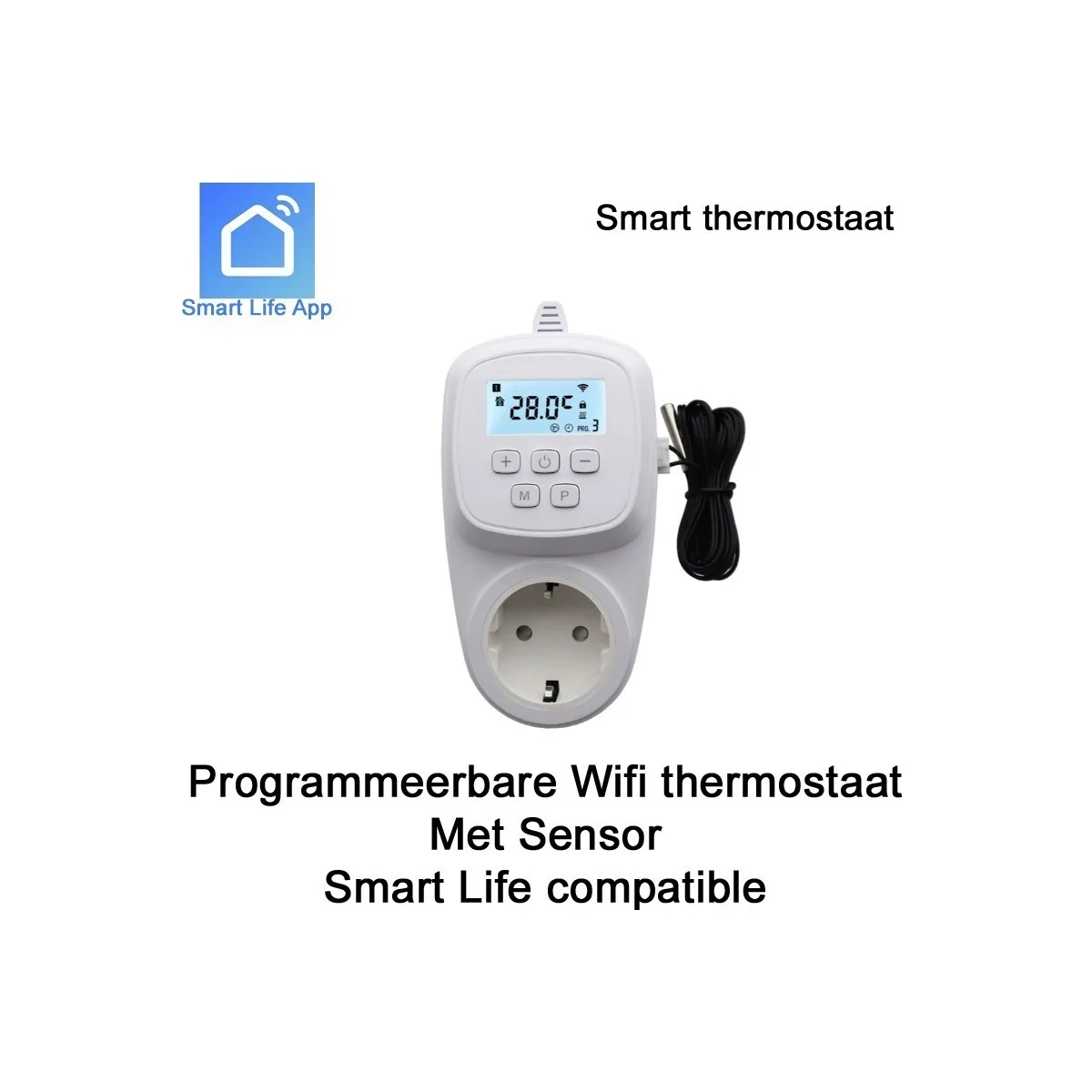 QH Wifi plug-in thermostaat met losse sensor QH-42