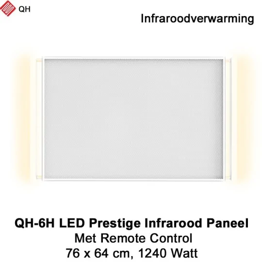 QH-6H LED Prestige Infraroodpaneel 1240 Watt met LED verlichting en thermostaat, 76 x 64 cm|Luchtreinigeronline