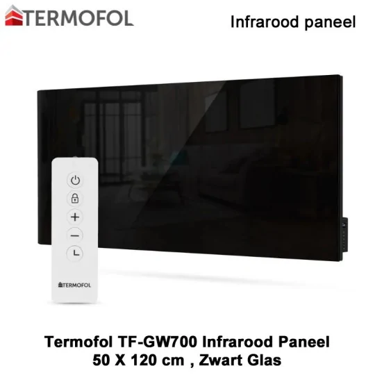 Termofol TF-GB700 Zwart glazen infrarood paneel 700 Watt, 50 x 120 cm|Luchtreinigeronline