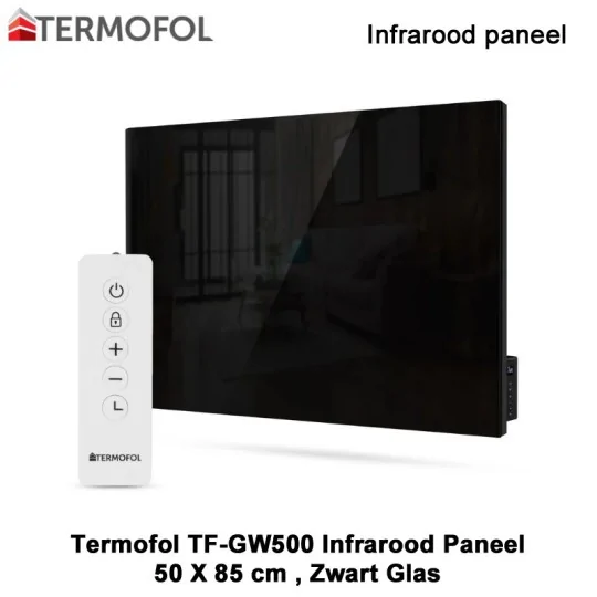 Termofol TF-GB500 Zwart glazen infrarood paneel 500 Watt, 50 x 85 cm|Luchtreinigeronline