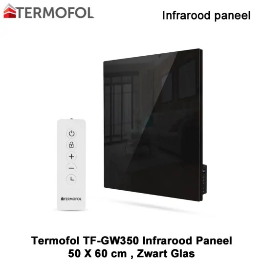 Termofol TF-GB350 Zwart glazen infrarood paneel 350 Watt, 50 x 60 cm|Luchtreinigeronline