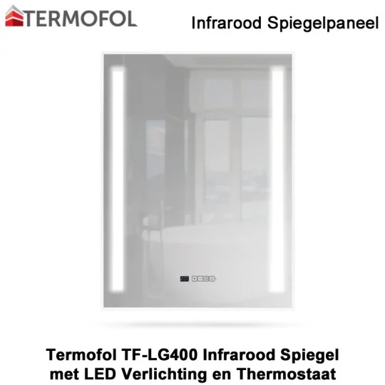 TF-LG400 Infrarood spiegel met LED verlichting en ingebouwde thermostaat.|Luchtreinigeronline