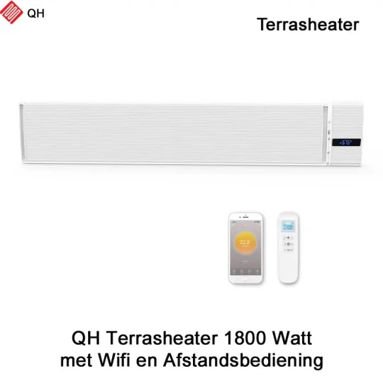 QH Infrarood terrasheater Wit 1800 Watt met afstandsbediening|Luchtreinigeronline