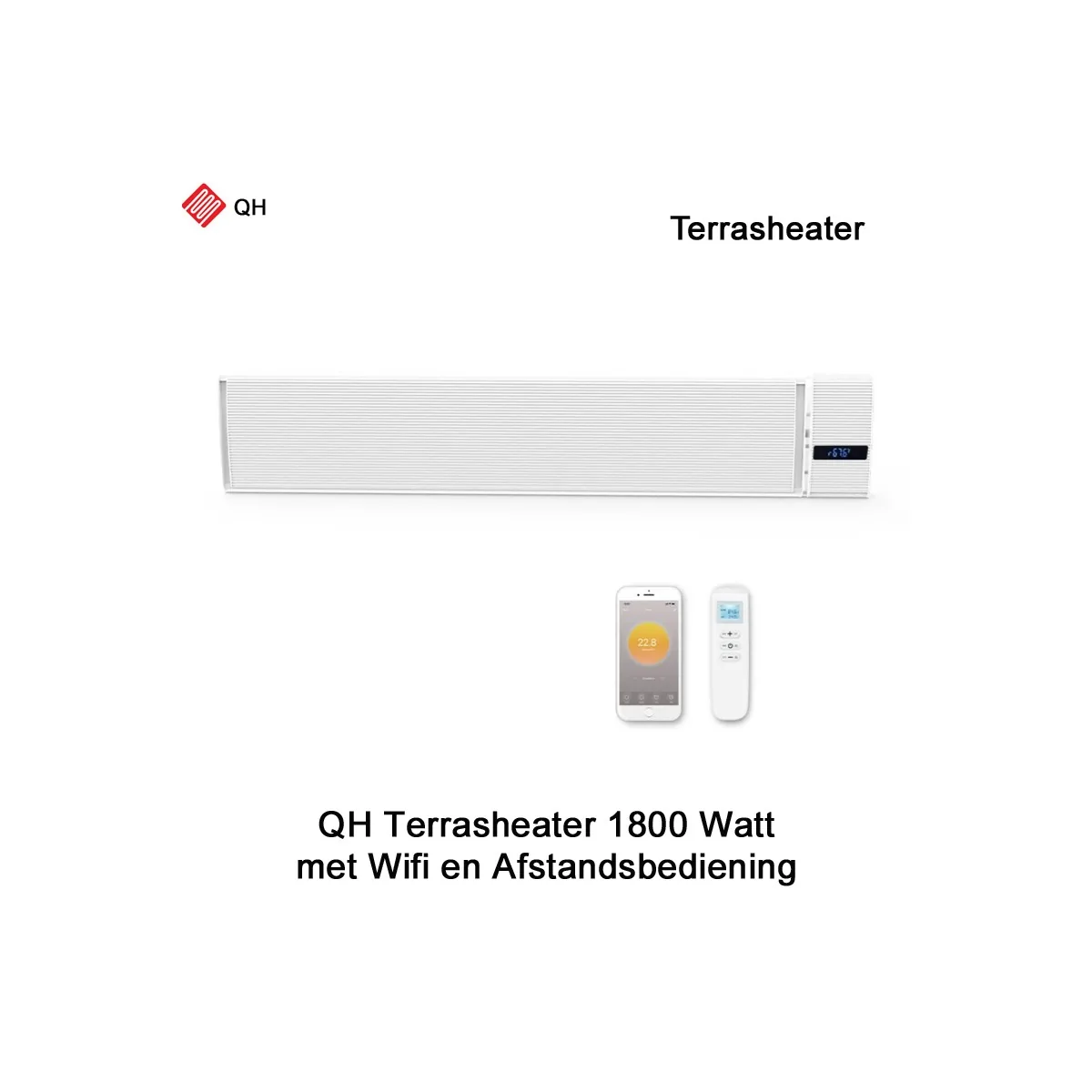 QH Infrarood terrasheater Wit 1800 Watt met afstandsbediening|Luchtreinigeronline