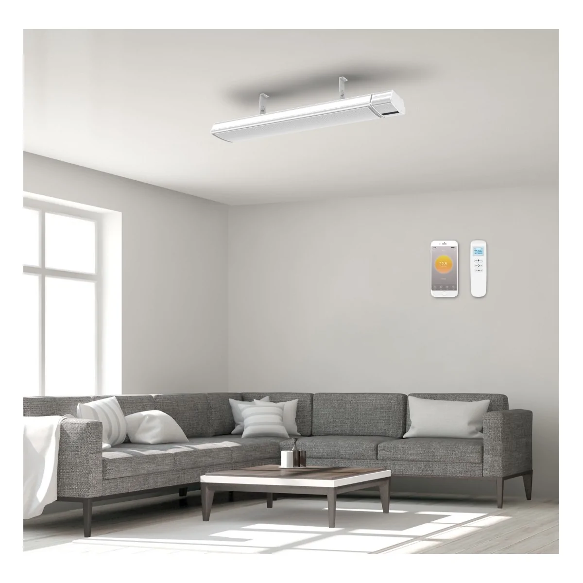 QH Infrarood Terrasheater Wit 2400 Watt met afstandsbediening|Luchtreinigeronline