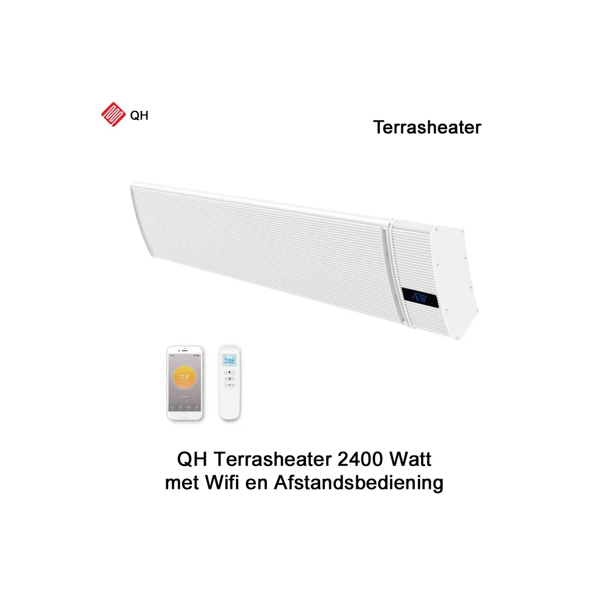 QH Infrarood Terrasheater Wit 2400 Watt met afstandsbediening|Luchtreinigeronline