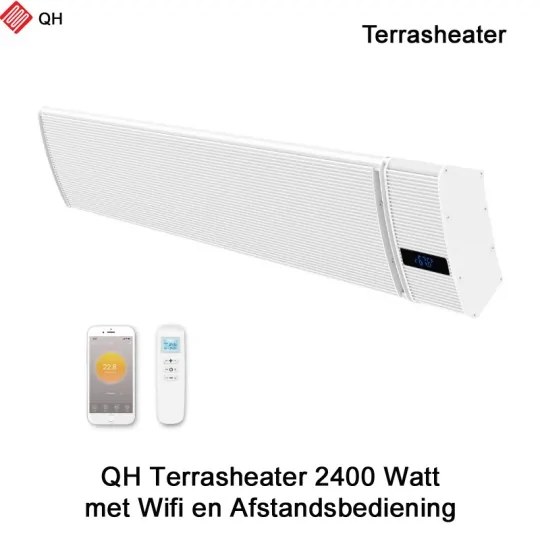 QH Infrarood terrasheater Wit 1800 Watt met afstandsbediening|Luchtreinigeronline