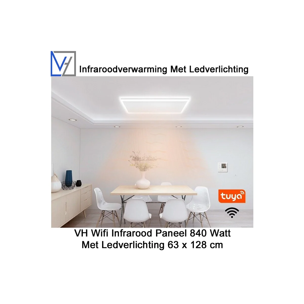 VH Wifi Infrarood Paneel 840 Watt met Ledverlichting 63 x 128 cm|Luchtreinigeronline