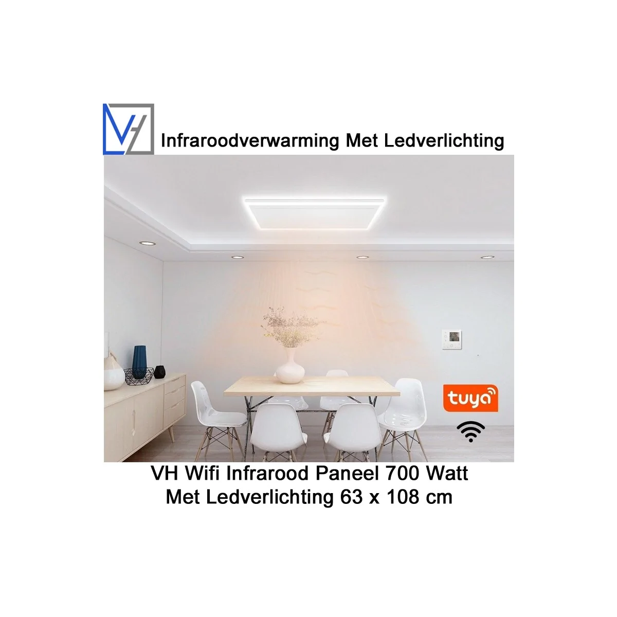 VH Wifi Infrarood Paneel 700 Watt met Ledverlichting 63 x 108 cm|Luchtreinigeronline
