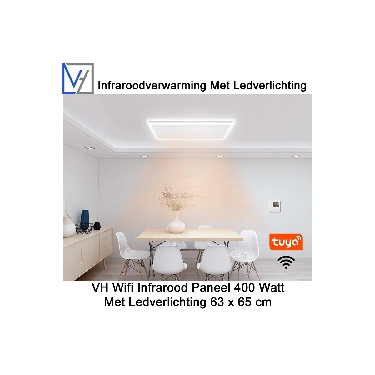 VH Wifi Infrarood Paneel 400 Watt met Ledverlichting 63 x 65 cm|Luchtreinigeronline