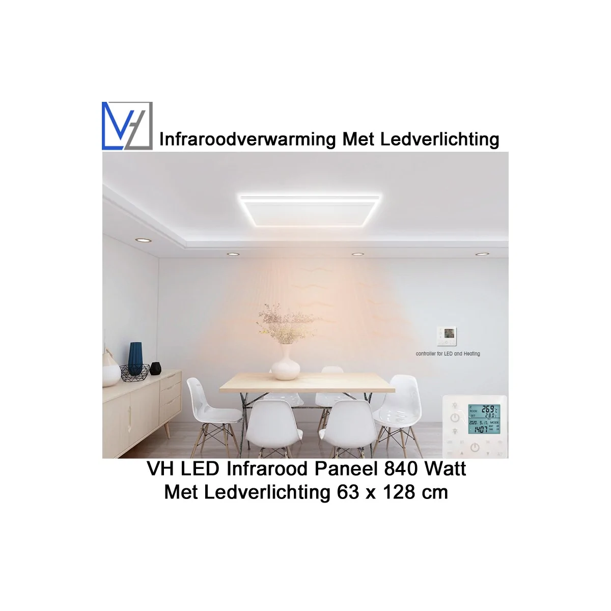 VH Infrarood Paneel 840 Watt met Ledverlichting 63 x 128 cm|Luchtreinigeronline