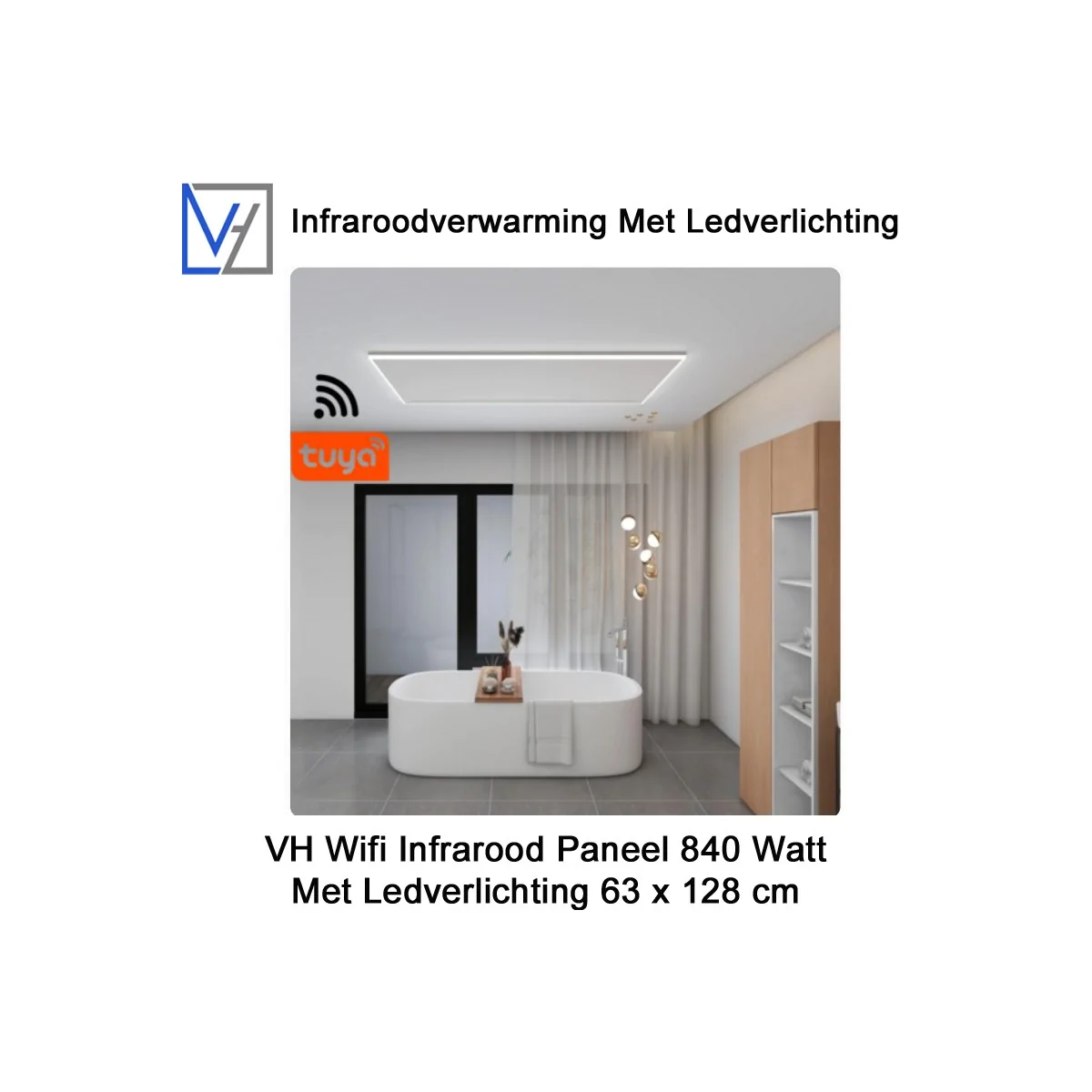 VH Wifi Infrarood Paneel 840 Watt met Ledverlichting 63 x 128 cm|Luchtreinigeronline