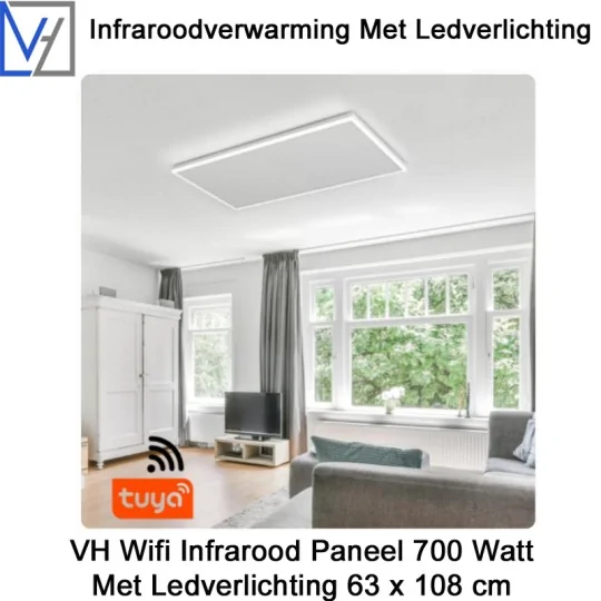 VH Wifi Infrarood Paneel 700 Watt met Ledverlichting 63 x 108 cm|Luchtreinigeronline