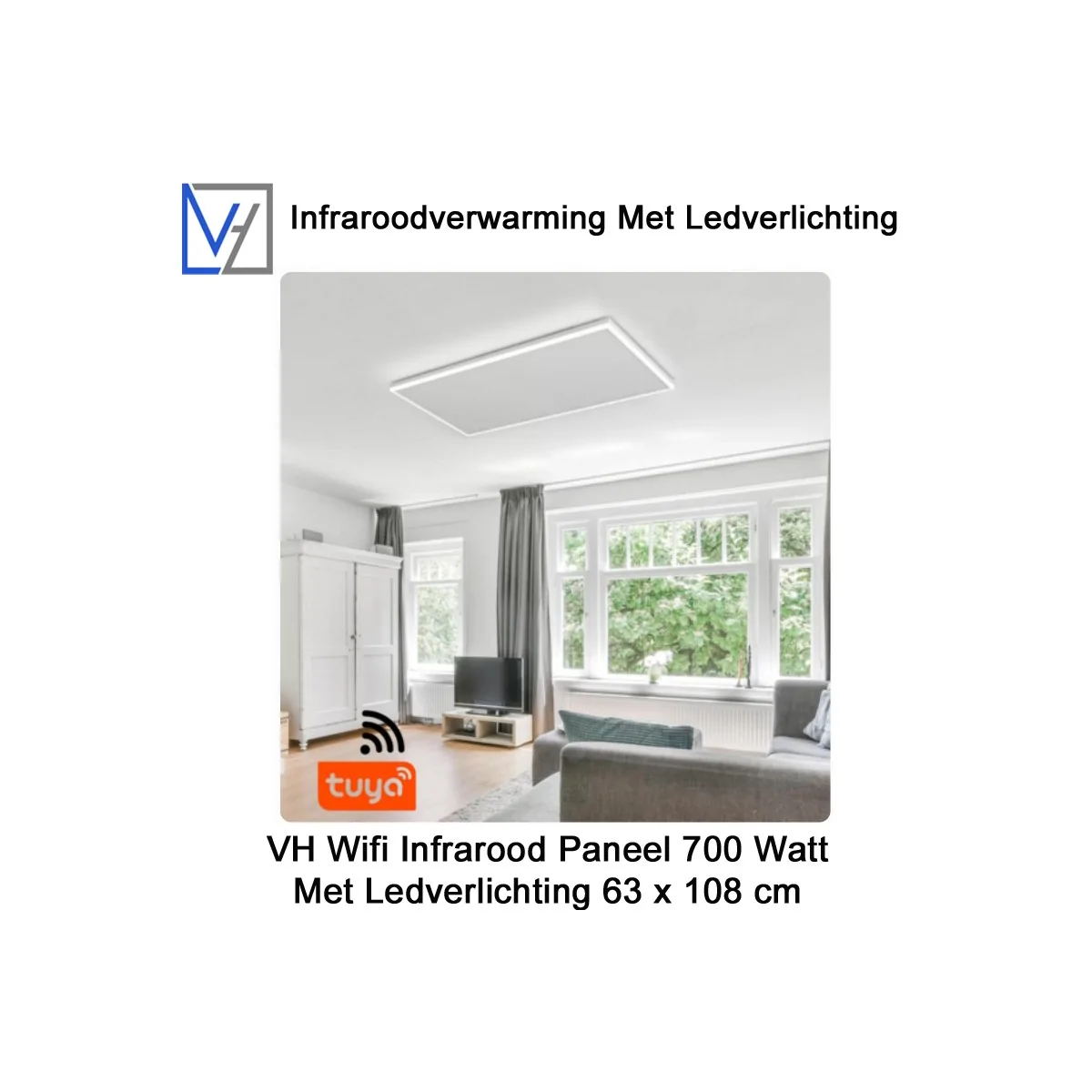 VH Wifi Infrarood Paneel 700 Watt met Ledverlichting 63 x 108 cm|Luchtreinigeronline