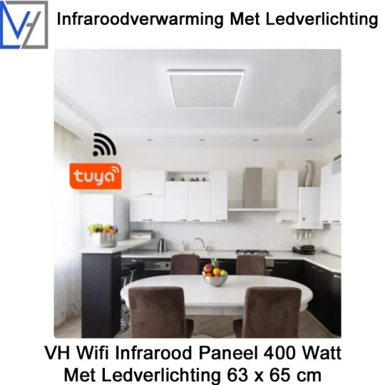 VH Wifi Infrarood Paneel 400 Watt met Ledverlichting 63 x 65 cm|Luchtreinigeronline