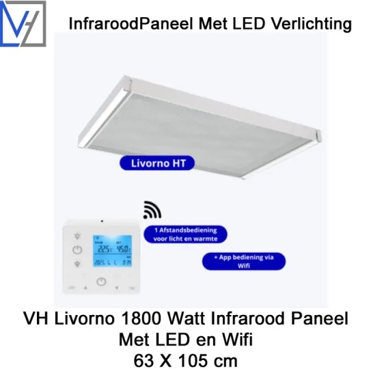 VH Livorno LED 1800 Watt infraroodpaneel 63 X 104 cm met Wifi thermostaat|Luchtreinigeronline