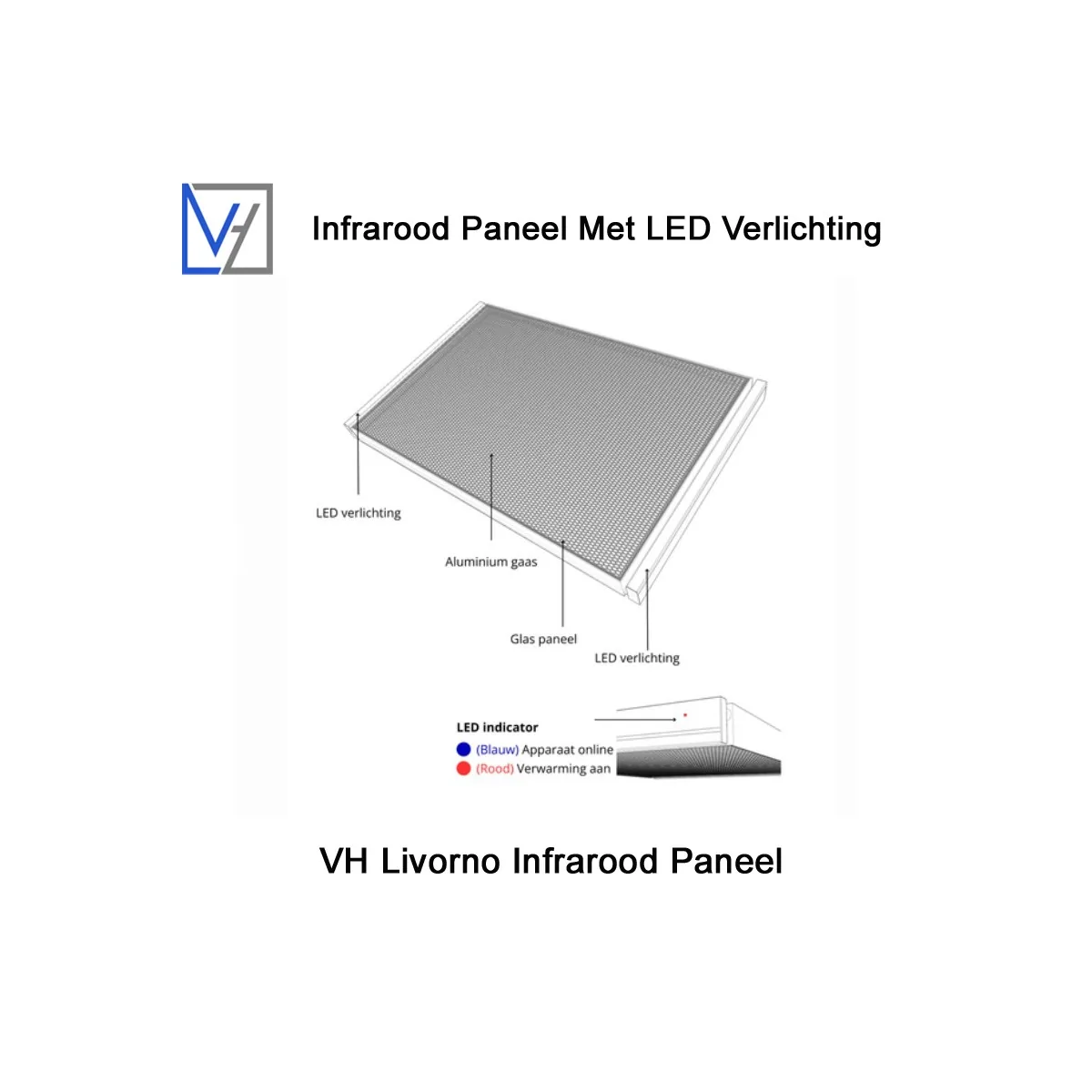 VH Livorno LED 1800 Watt infraroodpaneel 63 X 104 cm met Wifi thermostaat|Luchtreinigeronline