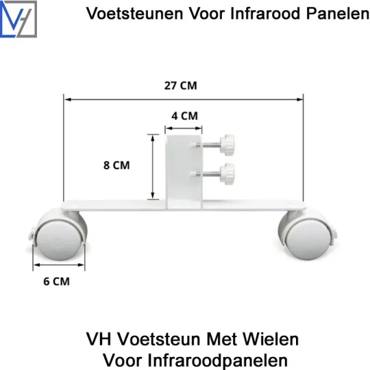 Voetsteun met wielen voor infraroodpanelen|Luchtreinigeronline