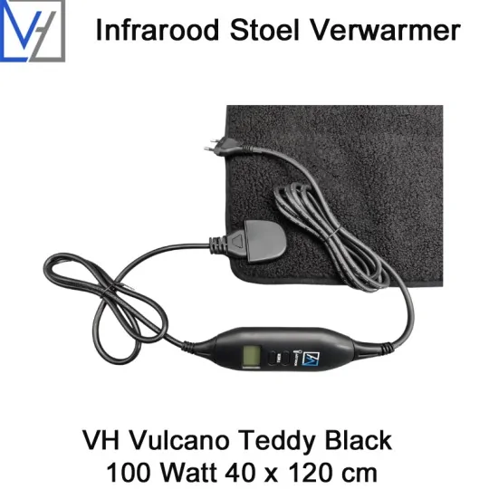 VH Regelbare stoel verwarmer Vulcano Teddy Black 100 Watt 40 x 120 cm|Luchtreinigeronline
