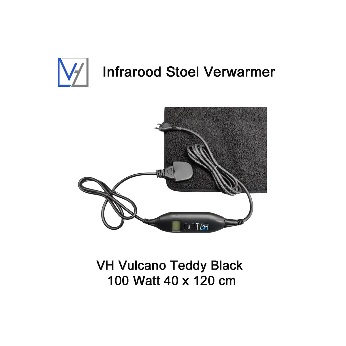 VH Regelbare stoel verwarmer Vulcano Teddy Black 100 Watt 40 x 120 cm|Luchtreinigeronline