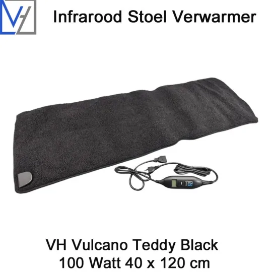 VH Regelbare stoel verwarmer Vulcano Teddy Black 100 Watt 40 x 120 cm|Luchtreinigeronline