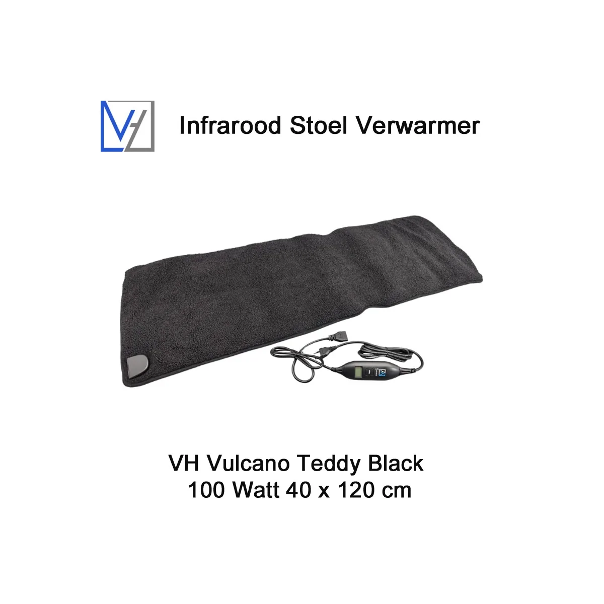 VH Regelbare stoel verwarmer Vulcano Teddy Black 100 Watt 40 x 120 cm|Luchtreinigeronline
